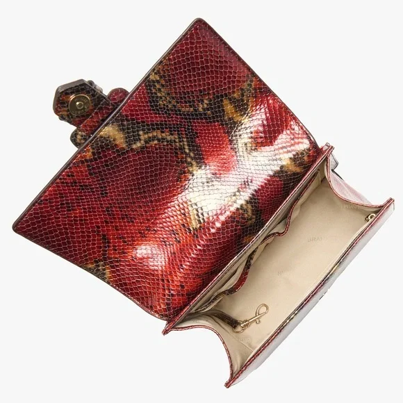 NWT-Brahmin-Mini Francine Satchel-Crimson Rosebay-Crossbody Strap-Dust Bag-$345 - Picture 14 of 16